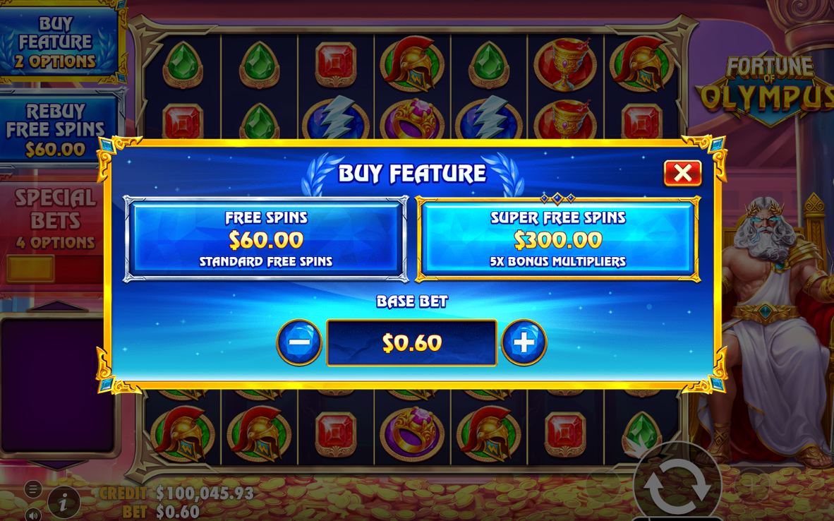 Bonus screen with the Zeus Head scatter symbol